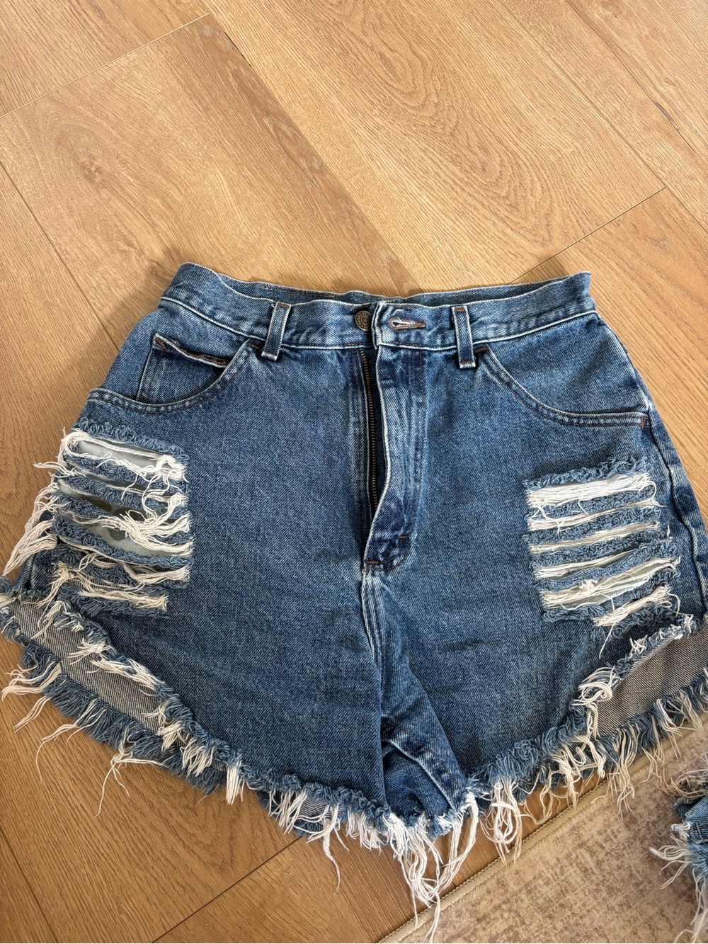 Riders by Lee Distressed Blue Denim High-Rise Shorts